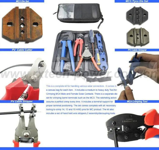 Crimping Tool for 2.5/4/6mm2 Solar Cable Solar Connector Crimping Tool Kits Crimping/Cutting/Stripping Tools with Cable R&X - 54Grid - Renewable Energy Store