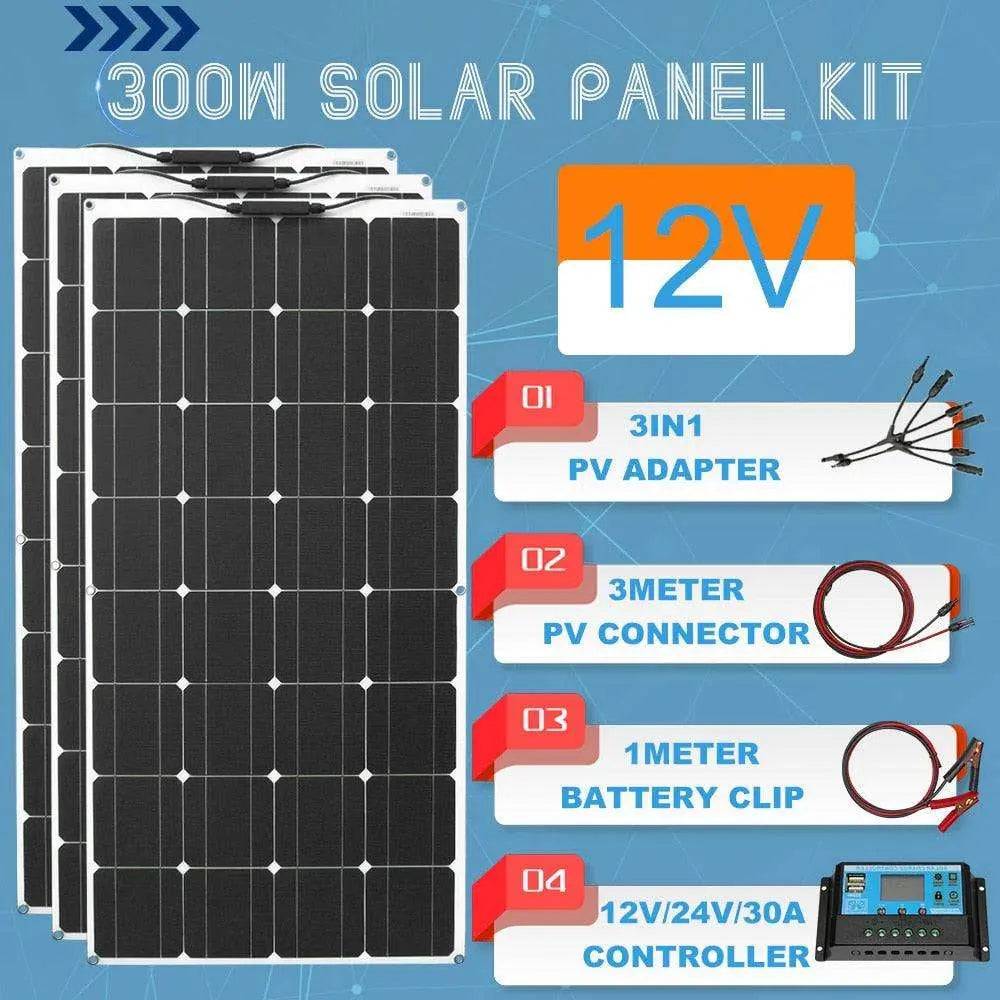 Solar Panel 300W 400W 200W 100W 1000W PET Flexible Monocrystalline Solar Cell For 12v /24V Battery Charger Home Kits - 54Grid - Renewable Energy Store