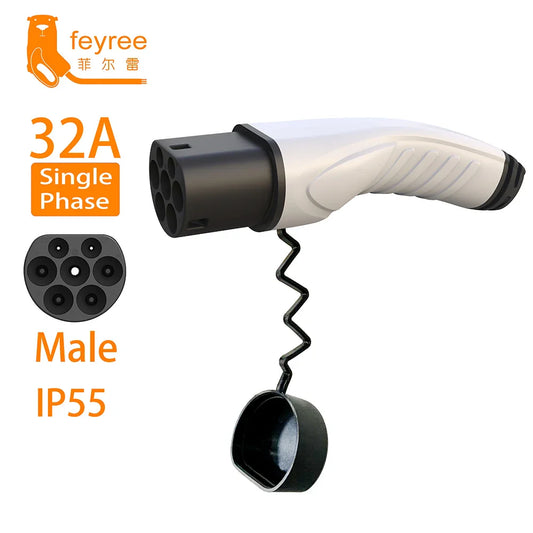 feyree Type2 Male Charger Plug 32A Power Supply Side 16A 3Phase IEC62196-2 Adapter for Electric Car Wallbox Charging Station by 54Grid - Renewable Energy Store