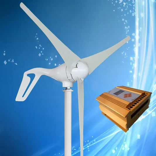 2021 New Type 400W Wind Power Generator 3/5PCS Blades Optional + MPPT Wind Solar Hybrid Charge Controller (LCD Display) - 54Grid - Renewable Energy Store