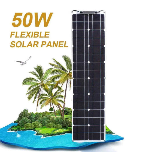 Solar Panel 50 Watt Flexible150/200 W Waterproof Narrow 12/24v Monocrystalline - 54Grid - Renewable Energy Store
