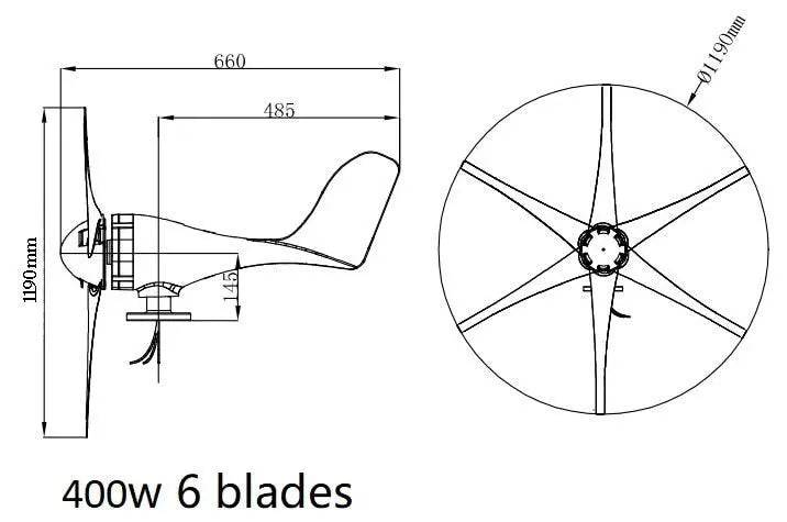 Wind Power Generation 400W For Home Use CE/ROSH/ISO9001 Approval - 54Grid - Renewable Energy Store