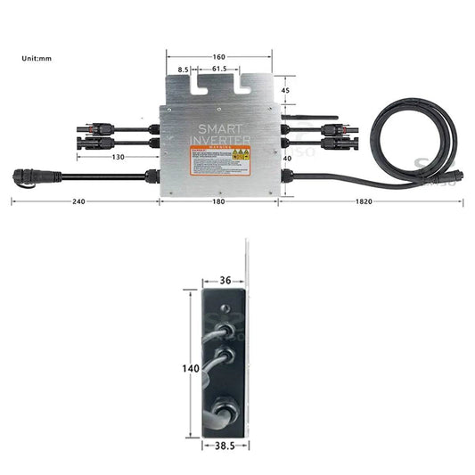 Micro Solar Inverter 800W Grid Tie MPPT 30V 36V DC 110/220V AC For 400/350W - 54Grid - Renewable Energy Store