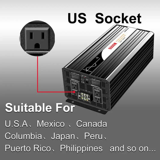 6000W pure sine wave inverter 12v 110v with remote control solar power inverter DC 24v 48v to AC 220v digital display - 54Grid - Renewable Energy Store