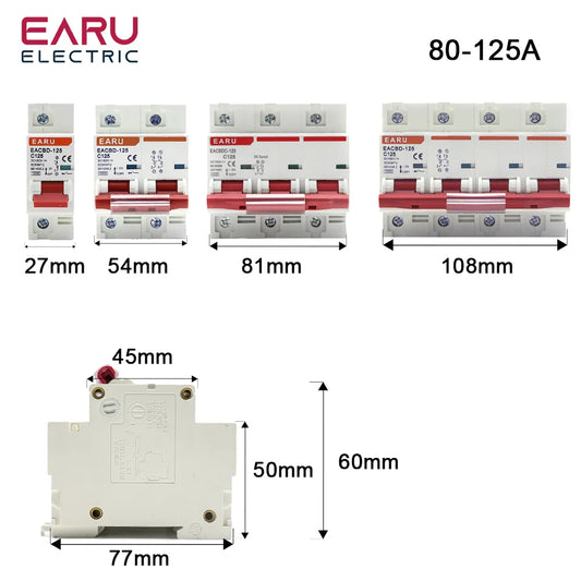 DC 1000V 1P 2P 3P 4P Solar Mini Circuit Breaker Overload Protection Switch 6A~63A/80A 100A 125A MCB for Photovoltaic PV System by 54Grid - Renewable Energy Store