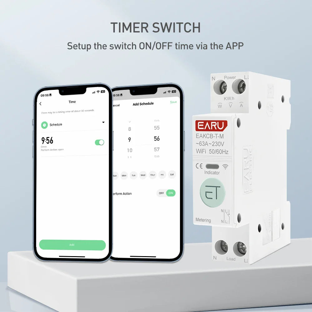 Tuya WiFi Smart Circuit Breaker MCB Timer 1P+N 63A Power Energy kWh Voltage Current Meter Protector Voice Remote Control Switch by 54Grid - Renewable Energy Store