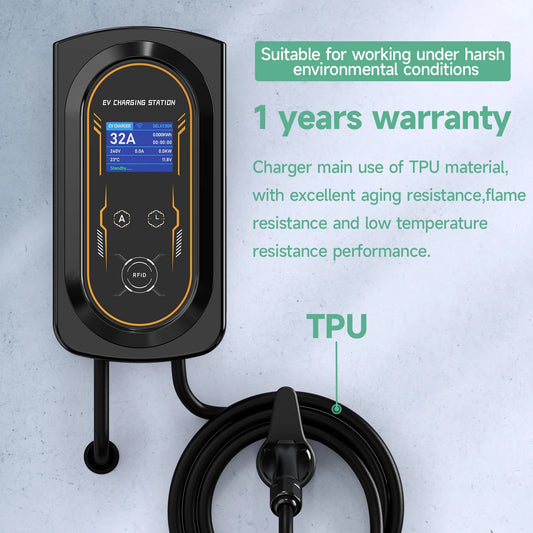 AFYEEV EV Charger 32A 7.6KW Electric Vehicle Car Charger EVSE Wallbox 11KW 22KW 3Phase Type2 Cable IEC62196-2 Socket APP Control