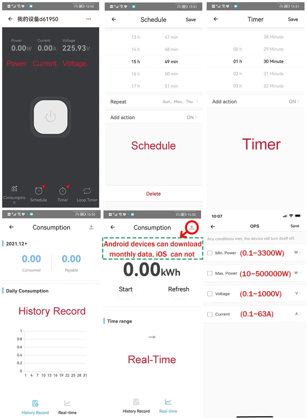 1P Din Rail WIFI Smart Energy Meter Power Consumption kWh Meter Circuit Breaker Time Timer Switch Relay Voltmeter for Smart Home by 54Grid - Renewable Energy Store