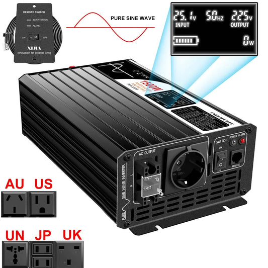 1500W pure sine wave inverter 12V/24V/48V LCD screen - 54Grid - Renewable Energy Store