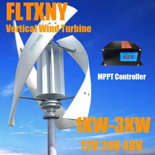 FLTXNY POWER Vertical Wind Turbine Generator – 1kW / 2kW / 3kW | 24V & 48V Options by 54Grid - Renewable Energy Store