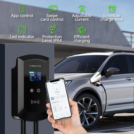 AFYEEV 22KW GB/T EV Charging Station 32A Electric Vehicle Car Charger EVSE Wallbox Wallmount RFID WiFi Bluetooth APP Control