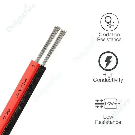 2Pin LED Extension Cable 28 26 24 22 20 18 16 AWG Red Black Tinned Copper 12V Wire by 54Grid - Renewable Energy Store