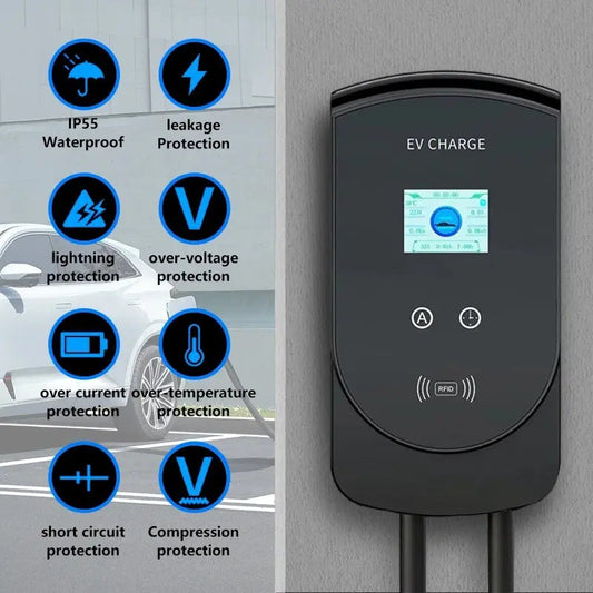 EV Charger 32A 7.6KW Electric Vehicle Car Charger EVSE Wallbox 3Phase 22KW 11KW Type2 Cable IEC62196-2 Socket APP Control - 54Grid - Renewable Energy Store