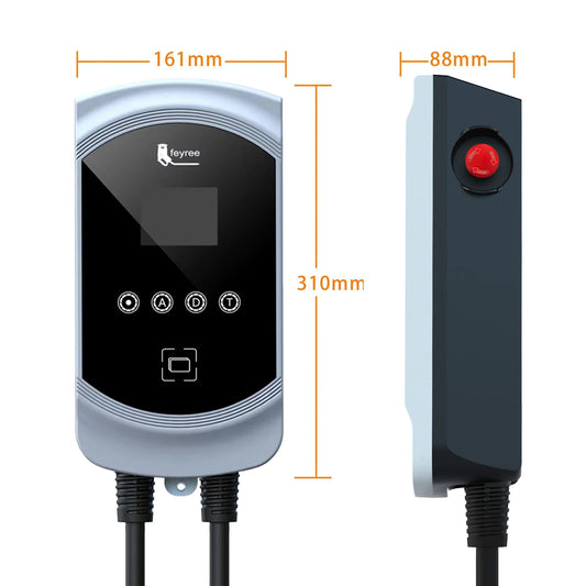 feyree 50A 12KW 1Phase EV Charger Type1 Cable J1772 Cord 40A 9.6KW 32A 7.6KW EVSE Wallbox Charging Station for Electric Vehicle