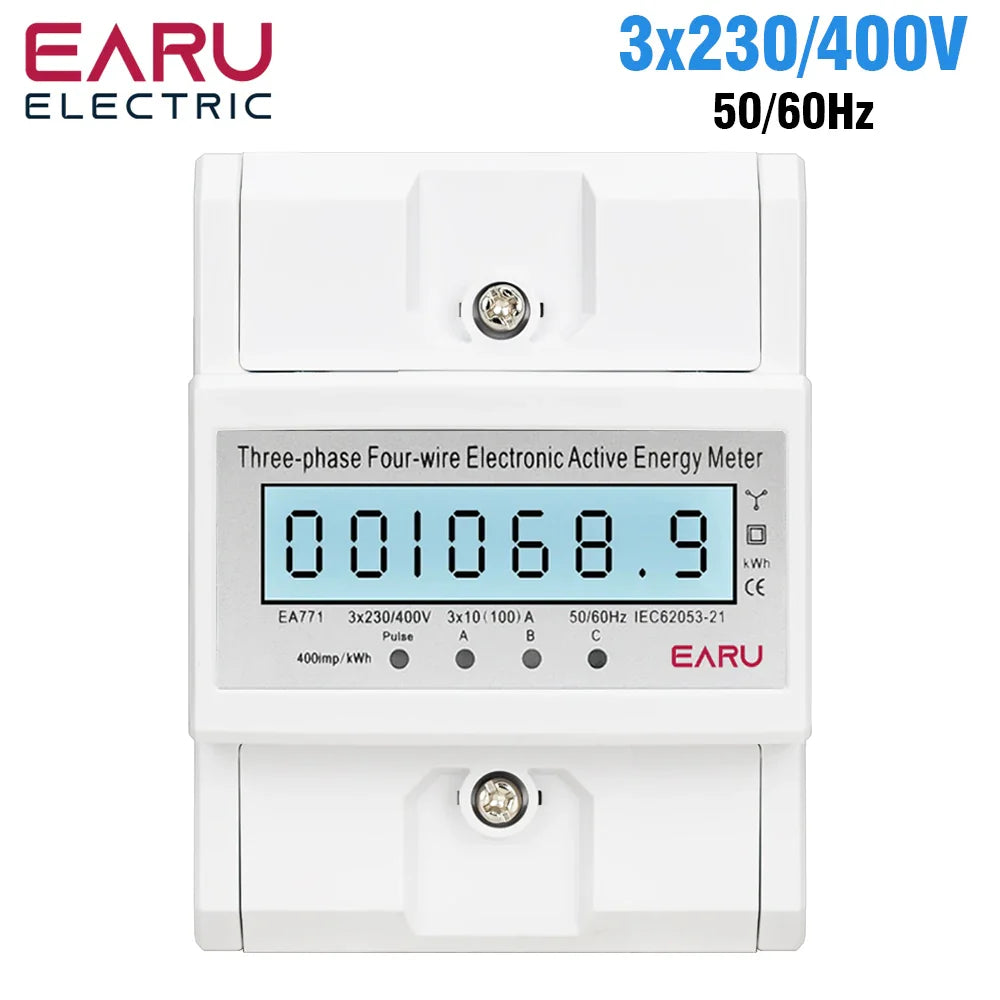 Three Phase LCD Energy Meter Backlight Bidirectional Electricity Meter kWh RS485 Remote Communication for Meter Reading AC 380V