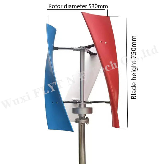 Vertical Wind Turbine Generator Free Energy Windmill Power 2000W 1500W 12V 24V 48V 3 Blades With Mppt Charge Controller - 54Grid - Renewable Energy Store