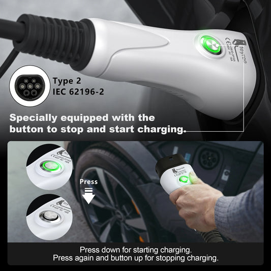 feyree EV Charger Portable Newly upgraded with wall holder Type2 16A11KW 3 Phase Wifi APP control EVSE Charging Box with adapter