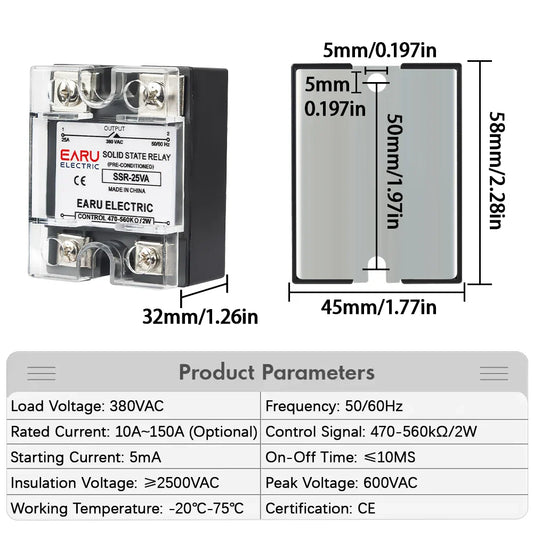 SSR-10VA 25VA 40VA Solid State Relay Voltage Regulator SSR 10-150A AC 380V Output Potentiometer for PID Temperature Controller