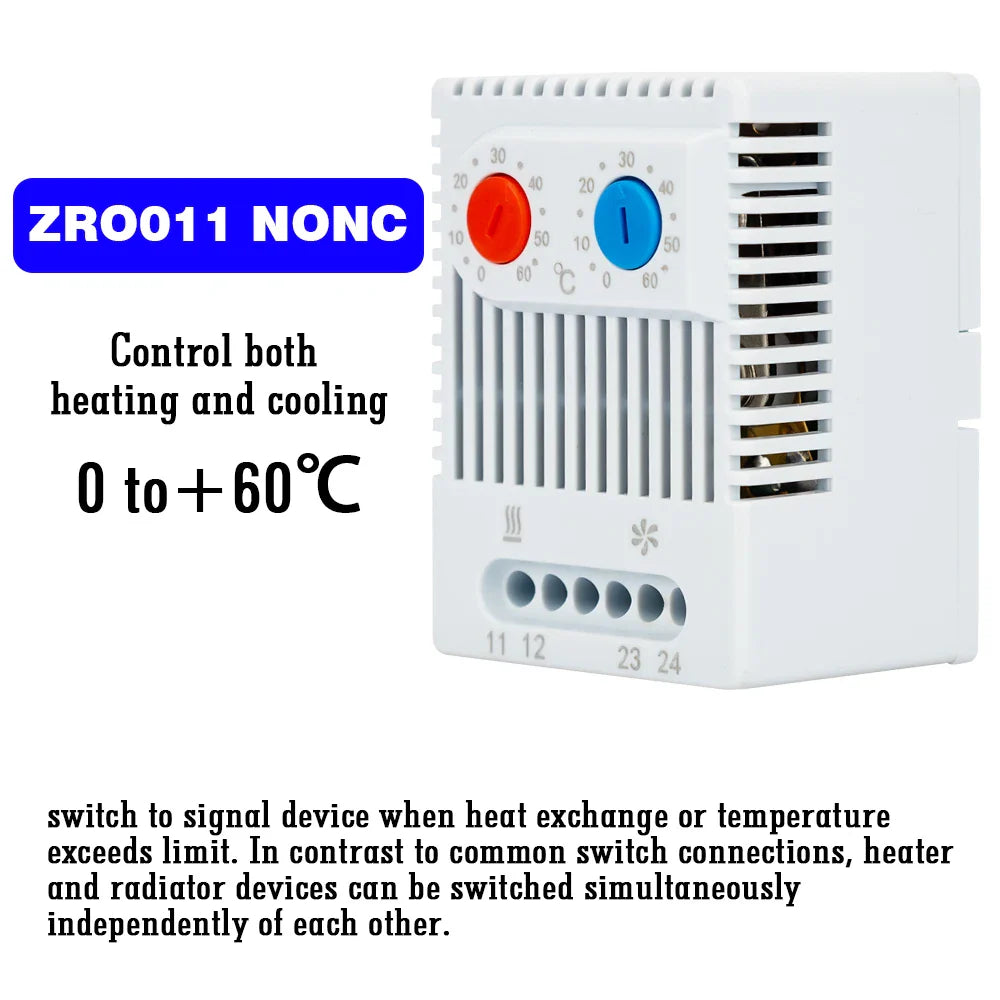 DIN Rail Cabinet Temperature Controller Industrial Thermostat KTO011 KTS011 0 to 60 Degree Centigrade Mechanical Thermoregulator