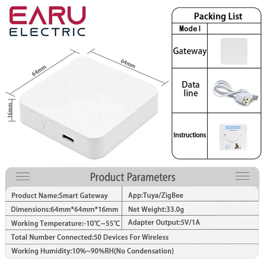 Tuya Wireless Zigbee Bridge Smart Home Zigbee Gateway Hub Remote Control Zigbee Devices Smart Life APP for Alexa Google Home by 54Grid - Renewable Energy Store