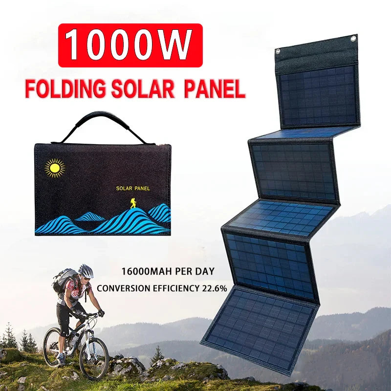 Solar Panel Portable Folding 1000W Bag USB+DC Output Solar Charger Outdoor Power Supply - 54Grid - Renewable Energy Store