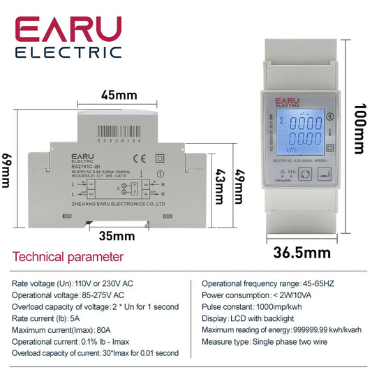 Tuya Wifi Zigbee 110V 220V 80A Smart Single Phase Two-way Bidirectional Energy Meter Timer Power Consumption Monitor KWh Meter by 54Grid - Renewable Energy Store