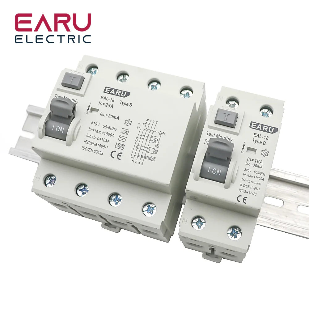 2P/4P 10/30/100/300mA Electric Vehicle EV Charging Pile Residual Current Breaker DC RCCB RCD Type B 6KA Din Rail Earth Leakage by 54Grid - Renewable Energy Store