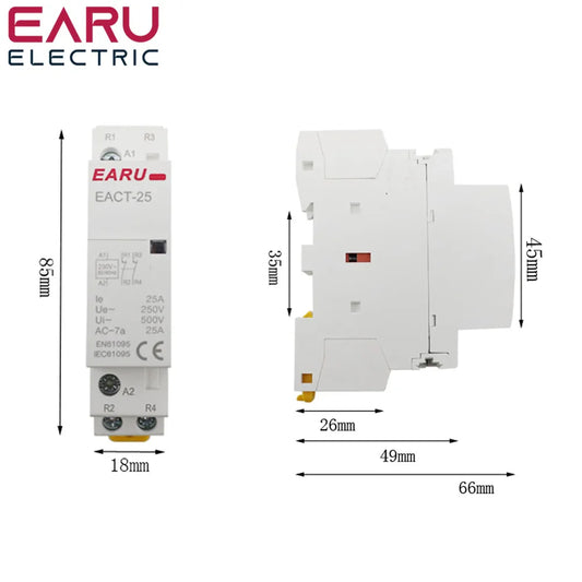 Din Rail Mounted Household Modular AC Contactor 2P 16A 20A 25A 2NO 2NC 1NO 1NC AC220V AC230V 50/60Hz For Smart Home House Hotel by 54Grid - Renewable Energy Store