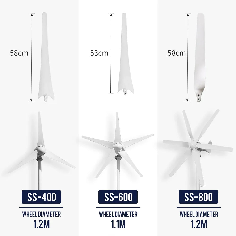DIDITO 800W 1000W 12V 24V Wind Turbine Generator Complete Set Windmill MPPT/Charge Controller Small Generador Electrico 54Grid - Renewable Energy Store