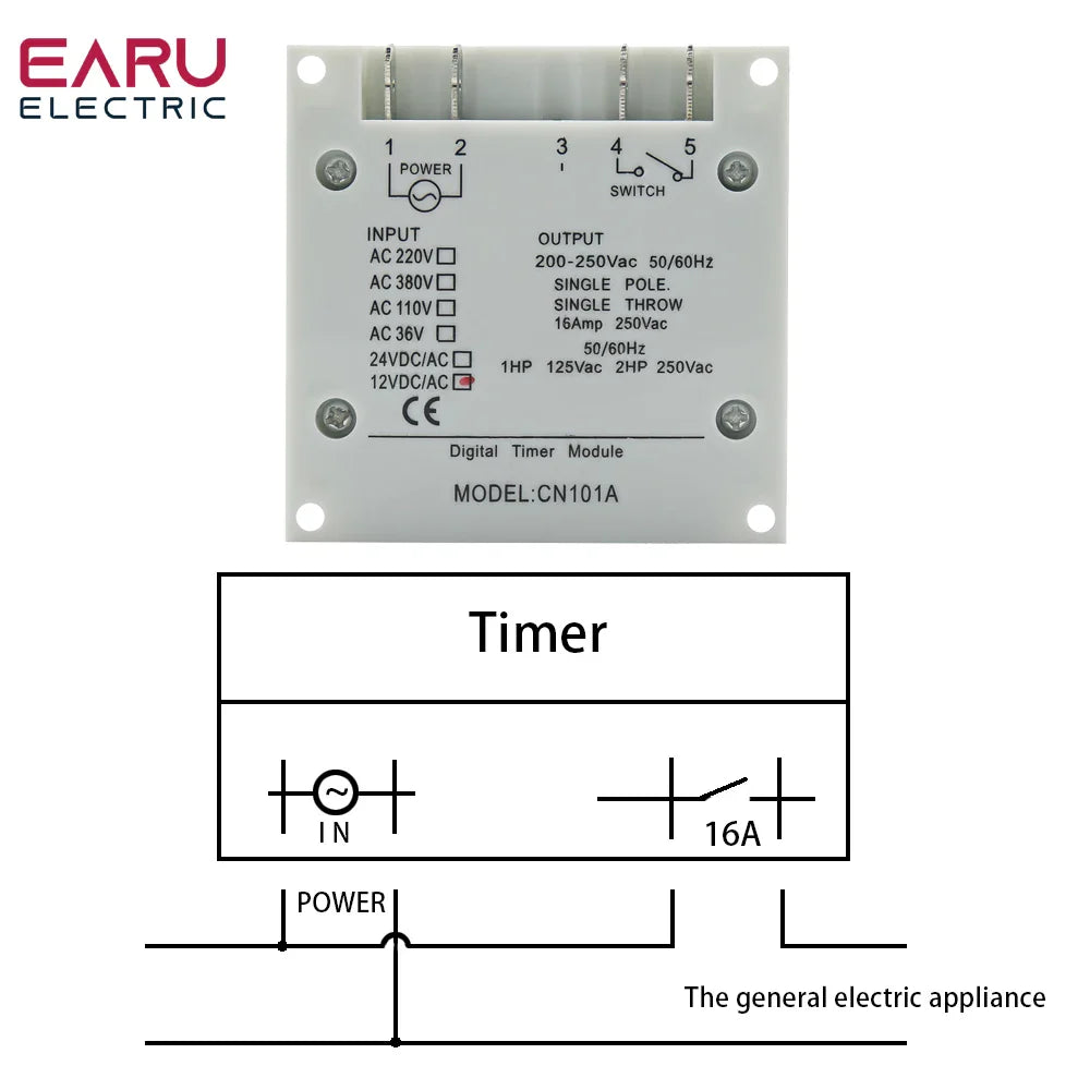 Timer 220V 110V 24V 12V CN101A Digital LCD Power Timer Programmable Time Switch Relay 16A CN101 by 54Grid - Renewable Energy Store