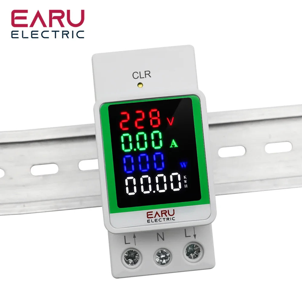Digital Display AC Current KWH Electric Energy Monitor Multifunction Meter VOLT AMP Ammeter Device With Energy Zeroing Din Rail by 54Grid - Renewable Energy Store