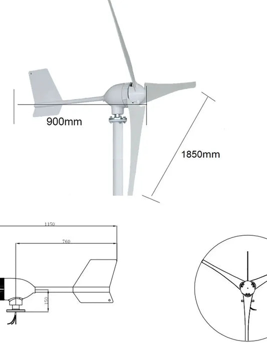 10000W Horizontal Wind Turbine Home Appliance Generator 12V 24V 48V Low Start Speed Free Alternative Energy Camping Windmill by 54Grid - Renewable Energy Store