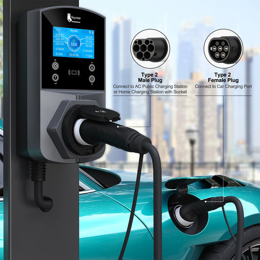 feyree EV Charger Type2 to Type2 Charging Cable 32A 7KW 1Phase 16A 3.5KW 11KW 22KW 3Phase Charger Station for Electric Vehicle