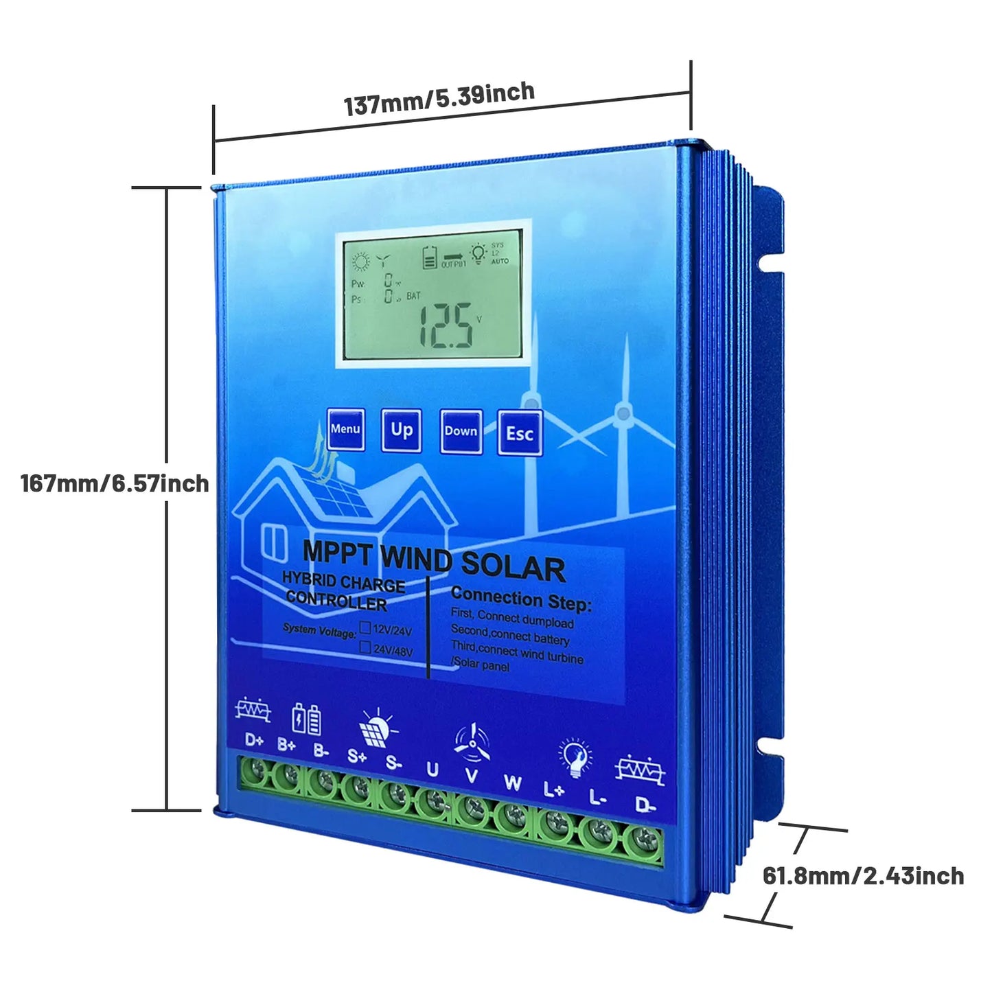 MPPT 2000W 3000W Hybrid Wind Solar Charge Controller Regulator for 12V 24V 48V Systems by 54Grid - Renewable Energy Store