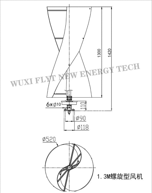 1000W 2000W 3000W Vertical Wind Turbine Generator 3 Phase 12V 24V 48V 96V Upright Coreless Wind Turbine Generator for Home - 54Grid - Renewable Energy Store