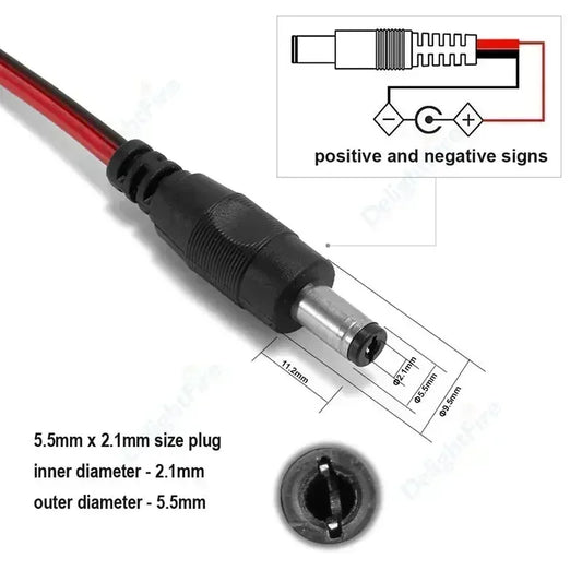 12V 3A DC Power Pigtail Cable 20 18 AWG Male Female Connector by 54Grid - Renewable Energy Store