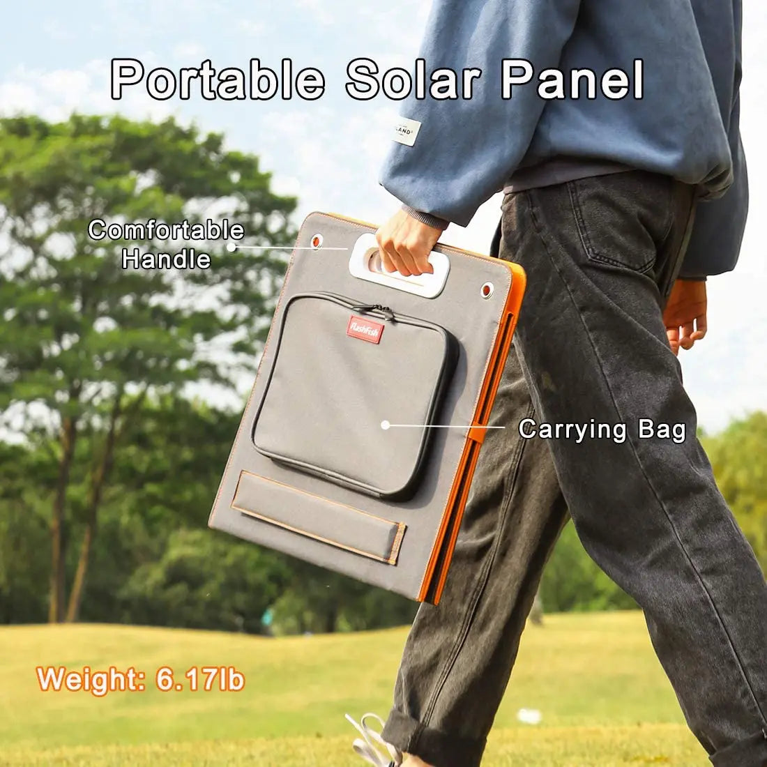 Flashfish 18V 100W Foldable Solar Panel Portable Solar Charger DC Output PD Type-c QC3.0 for Phones Tablets Camping Van RV Trip - 54Grid - Renewable Energy Store