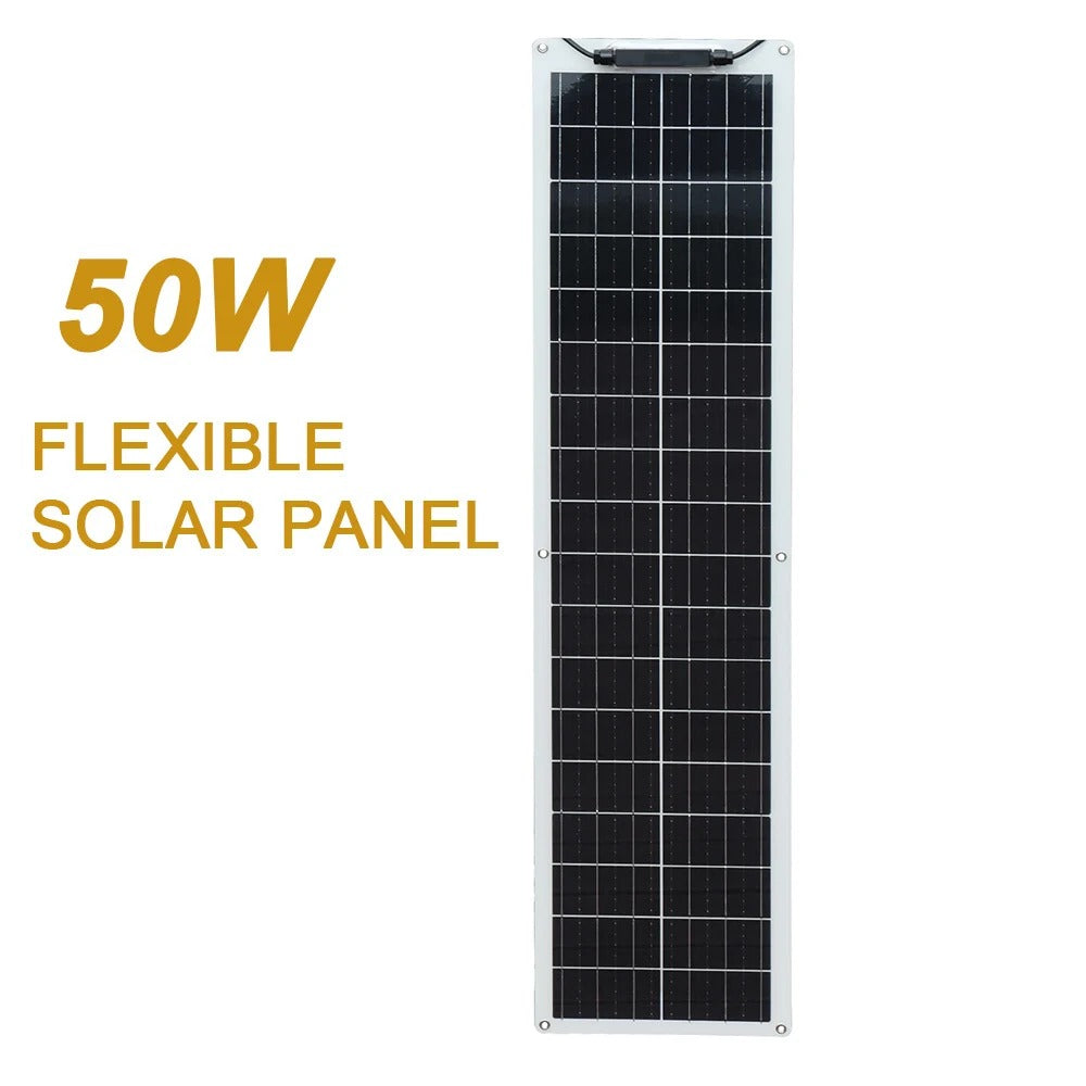 Wuzeck Flexible Solar Panel Kit 50 Watt Pv Module 100 Watt 12v 24v Solar Cable Cell Home Outdoor Car Boat Battery Camping Trip by 54Grid - Renewable Energy Store