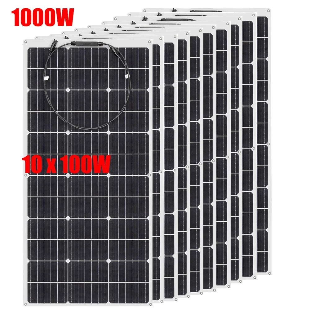 Wuzeck Flexible Solar Panels 1-10pcs 100w Mono Solar Panel Cells 200w 300w 400w - 1000w Power For 12v Battery Rvs Boat Home Car by 54Grid - Renewable Energy Store