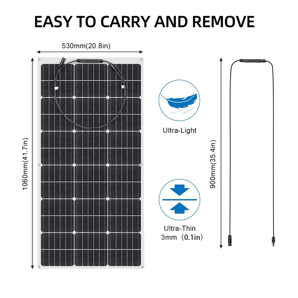 100 W Flexible Solar Panel High-efficiency Solar Modules And Ip68 Sealing Level, Suitable For Roofs, Motor Homes, Balconies, Etc by 54Grid - Renewable Energy Store