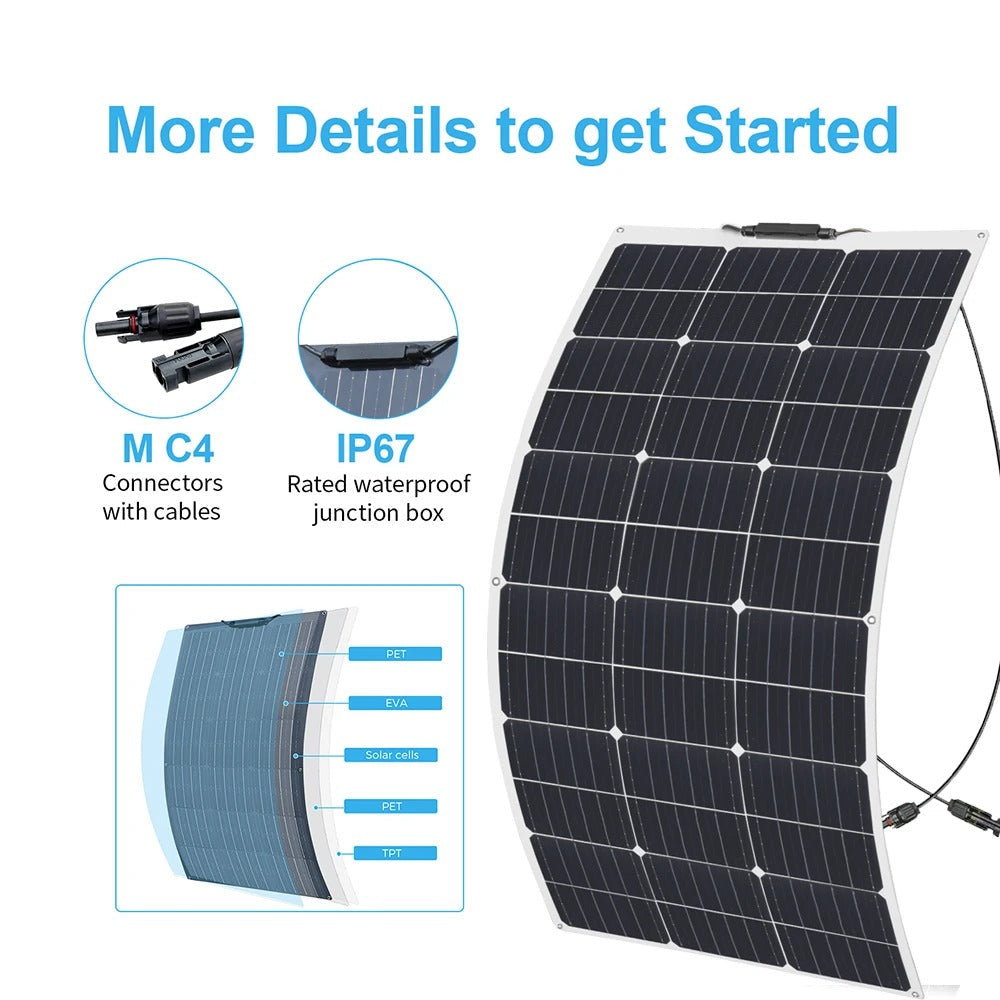 100 W Flexible Solar Panel High-efficiency Solar Modules And Ip68 Sealing Level, Suitable For Roofs, Motor Homes, Balconies, Etc by 54Grid - Renewable Energy Store