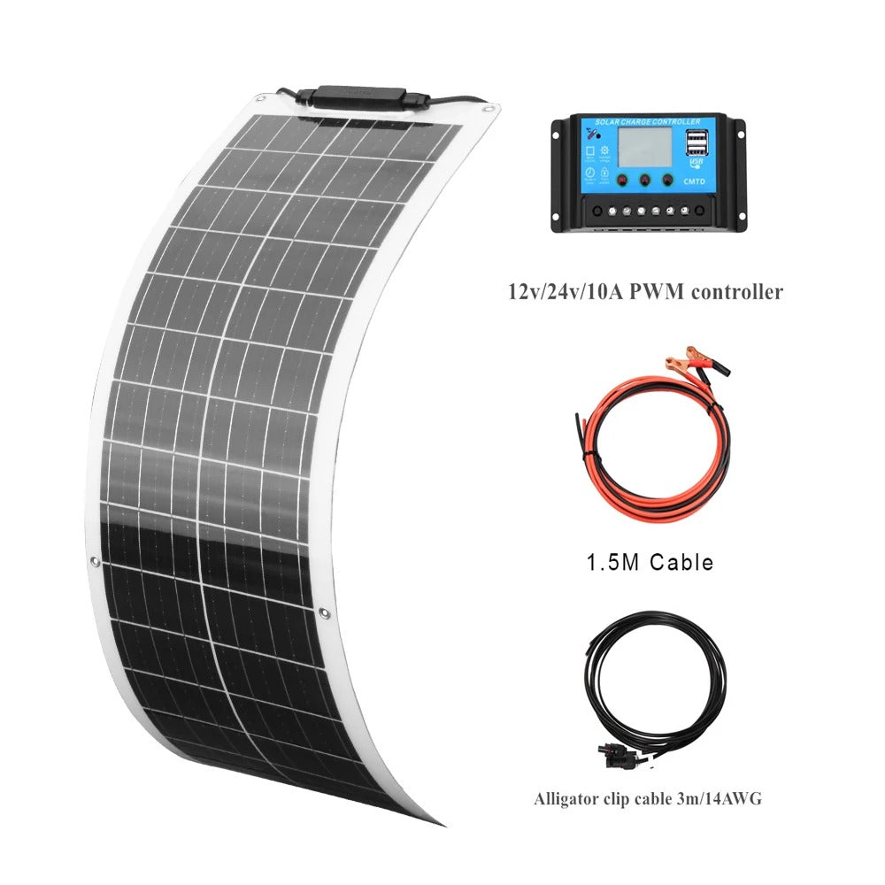 Wuzeck Flexible Solar Panel Kit 50 Watt Pv Module 100 Watt 12v 24v Solar Cable Cell Home Outdoor Car Boat Battery Camping Trip by 54Grid - Renewable Energy Store