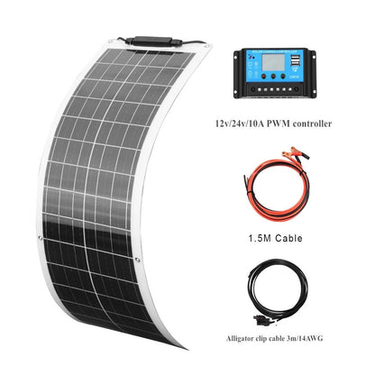 Wuzeck Flexible Solar Panel Kit 50 Watt Pv Module 100 Watt 12v 24v Solar Cable Cell Home Outdoor Car Boat Battery Camping Trip by 54Grid - Renewable Energy Store