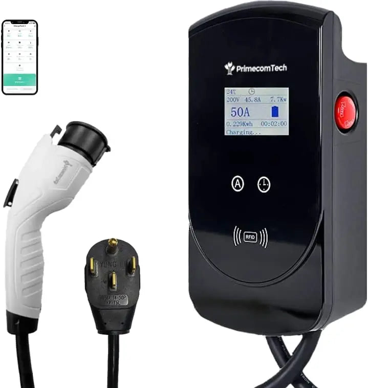 Smart Electric Vehicle Charging Station 220 V for Tesla and All EV Brands 30' Feet Length (25 Feet, NEMA 14-50p) - 54Grid - Renewable Energy Store