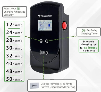 Smart Electric Vehicle Charging Station 220 V for Tesla and All EV Brands 30' Feet Length (25 Feet, NEMA 14-50p) - 54Grid - Renewable Energy Store