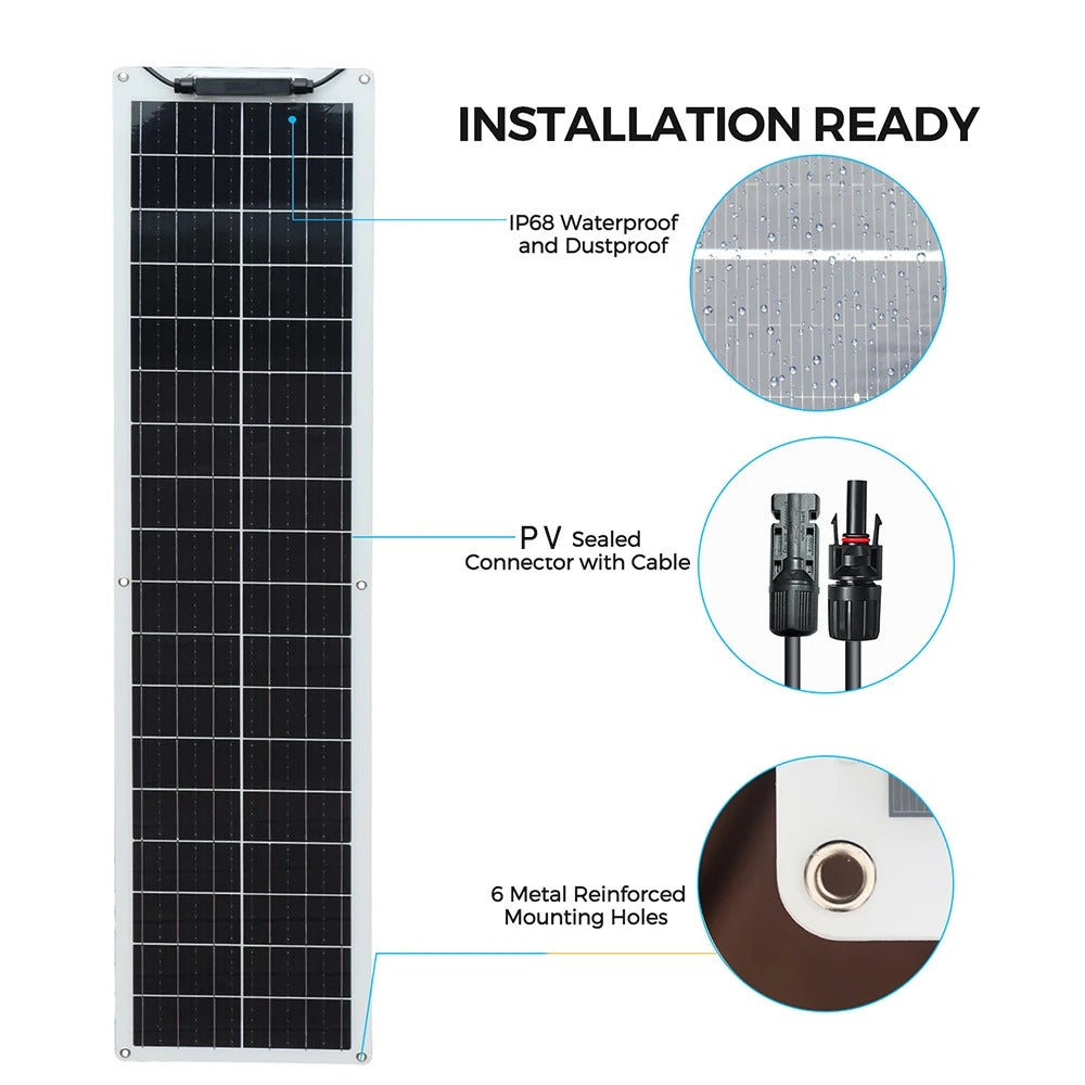 Wuzeck Flexible Solar Panel Kit 50 Watt Pv Module 100 Watt 12v 24v Solar Cable Cell Home Outdoor Car Boat Battery Camping Trip by 54Grid - Renewable Energy Store