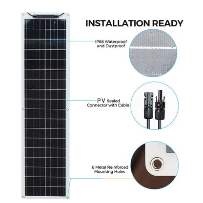 Wuzeck Flexible Solar Panel Kit 50 Watt Pv Module 100 Watt 12v 24v Solar Cable Cell Home Outdoor Car Boat Battery Camping Trip by 54Grid - Renewable Energy Store