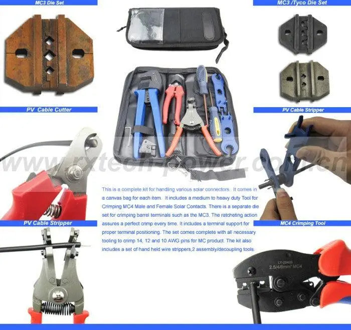 Crimping Tool for 2.5/4/6mm2 Solar Cable Solar Connector Crimping Tool Kits Crimping/Cutting/Stripping Tools with Cable R&amp;X - 54Grid - Renewable Energy Store
