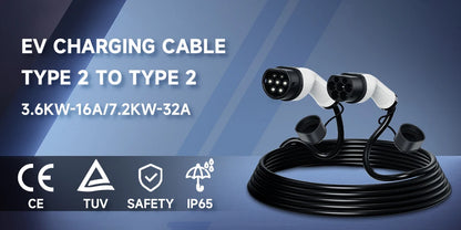 EV charging cable Electric car charger 32A three-phase 22kw IEC 62196 32A EVSE kit EV cable type 2 to type 2