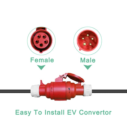 AFYEEV EV Charger Schuko Plug to CEE Red Power Female Plug 5 Pins Socket Adapter Connect with 16A 3 Phase 11KW Portable Charger